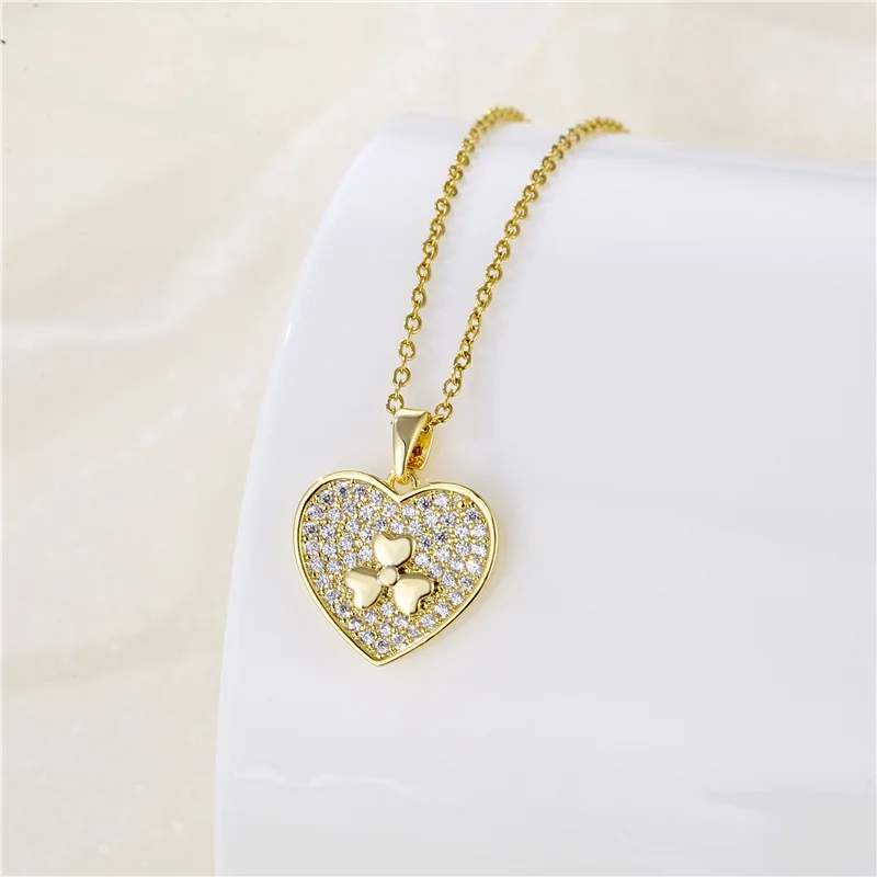 Cute Romantic Zircon Crystal Heart Pendant Stainless Steel Necklaces For Women Korean Fashion Sweet Female Neck Chain Jewelry
Cute Romantic Zircon Crystal Heart Pendant Stainless Steel Necklaces For Women Korean Fashion Sweet Female Neck Chain Jewelry