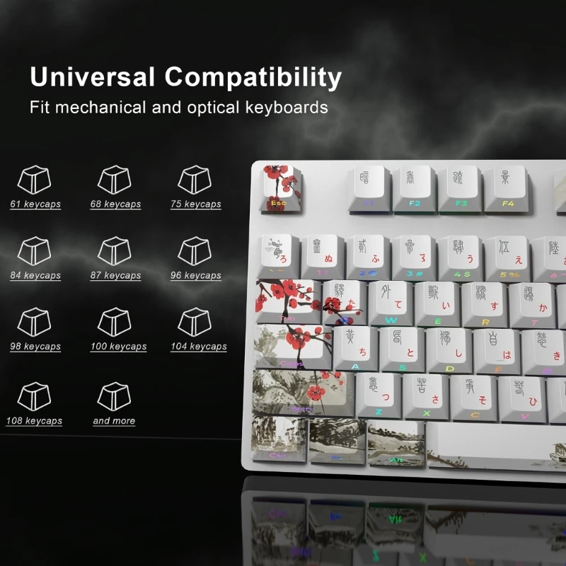 135key CherryProfile PBT DYESUB Keycaps Plum Blossom русский корейский японский колпачок для игровых механических клавиатур DIY
135key CherryProfile PBT DYESUB Keycaps Plum Blossom русский корейский японский колпачок для игровых механических клавиатур DIY
