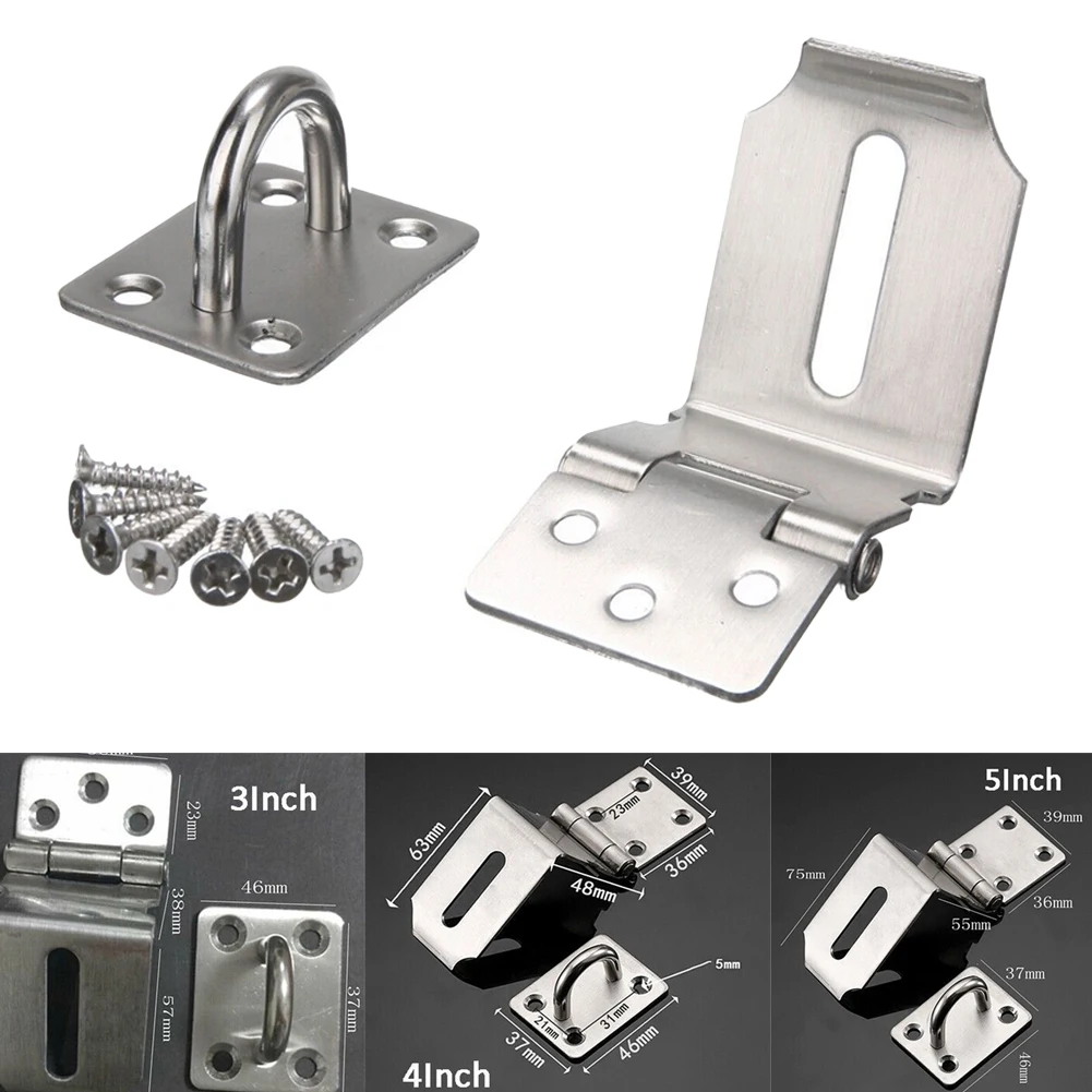 Stainless Steel Padlock Clasp Gate Hasp Staple Door 90 Degrees Latches Lock Shed Latch Household Burglar-proof Hardware
Stainless Steel Padlock Clasp Gate Hasp Staple Door 90 Degrees Latches Lock Shed Latch Household Burglar-proof Hardware