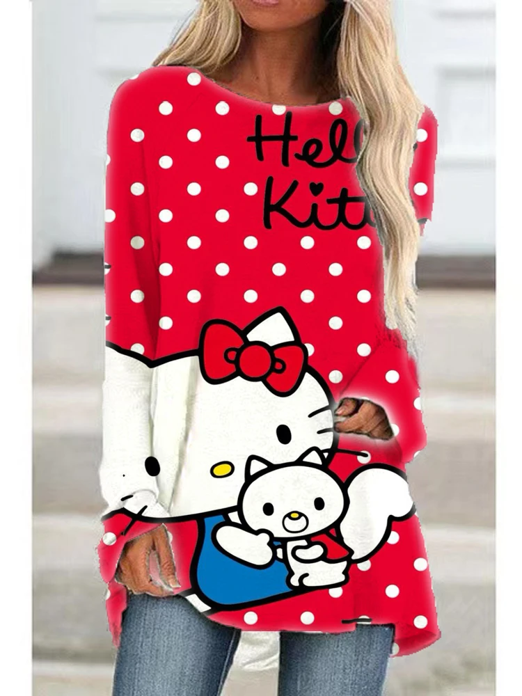 Hello Kitty Women's T-Shirt Cartoon 3D Print O-Neck Loose Raglan Sleeve Hip-hop Party Casual Street Dress y2k
Hello Kitty Women's T-Shirt Cartoon 3D Print O-Neck Loose Raglan Sleeve Hip-hop Party Casual Street Dress y2k