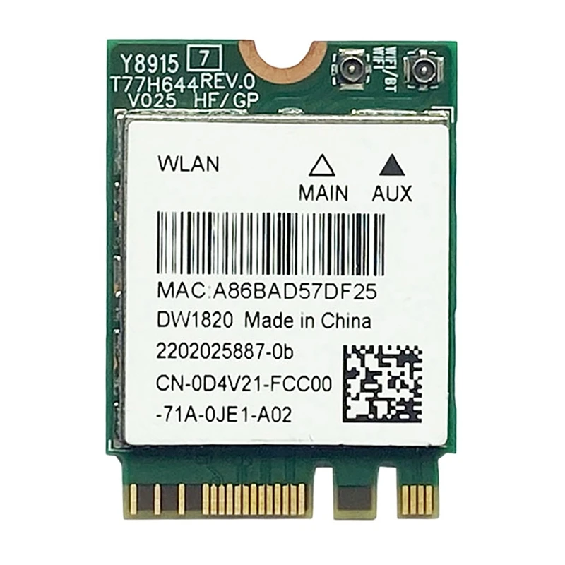 DW1820 QCNFA344A Wireless Network Card 2.4G+5G Dual-Band Gigabit Bluetooth 4.1 NGFF Network Card Supports 802.11AC
DW1820 QCNFA344A Wireless Network Card 2.4G+5G Dual-Band Gigabit Bluetooth 4.1 NGFF Network Card Supports 802.11AC