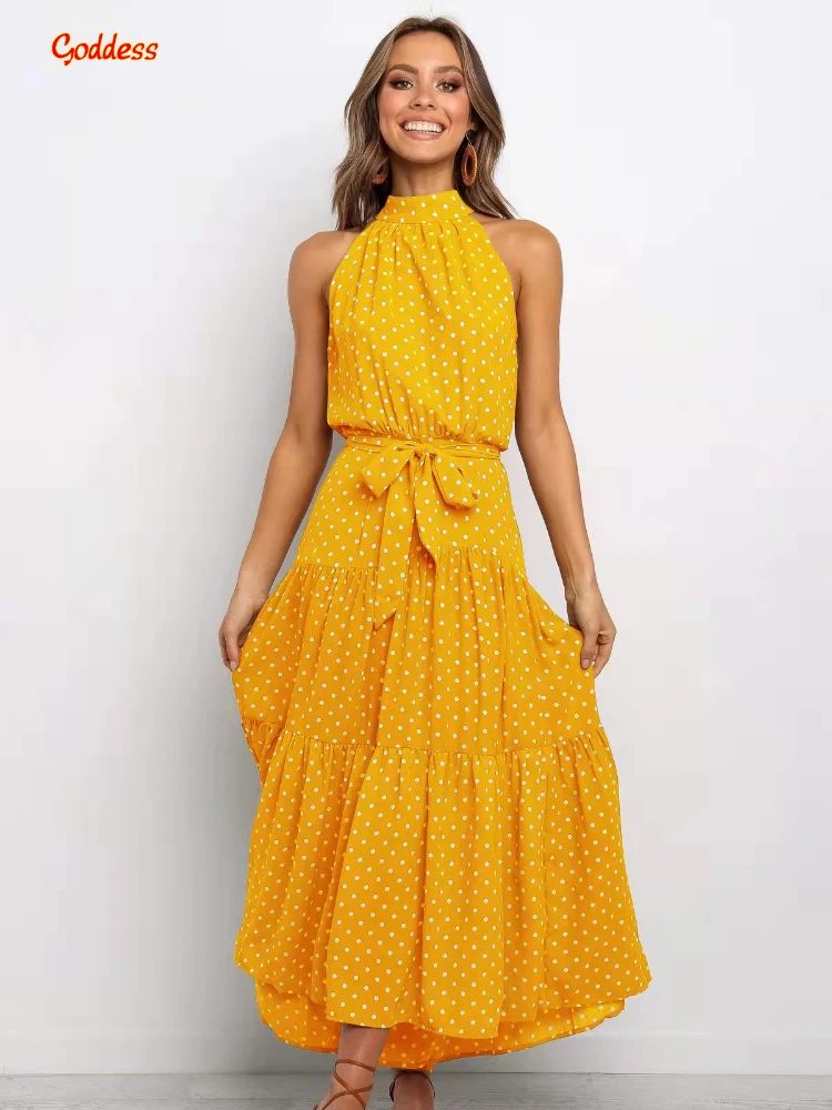 GODDESS summer ladies halter neck print lace-up dress casual sexy backless strapless temperament sweet beach holiday dress
GODDESS summer ladies halter neck print lace-up dress casual sexy backless strapless temperament sweet beach holiday dress