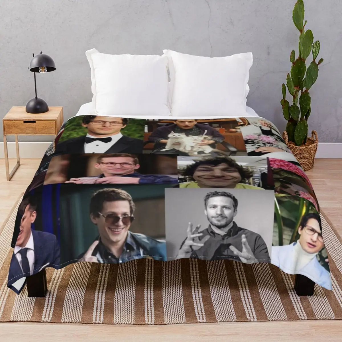 

Andy Samberg Collage Blankets Flannel Plush Print Super Warm Throw Blanket for Bedding Home Couch Travel Office