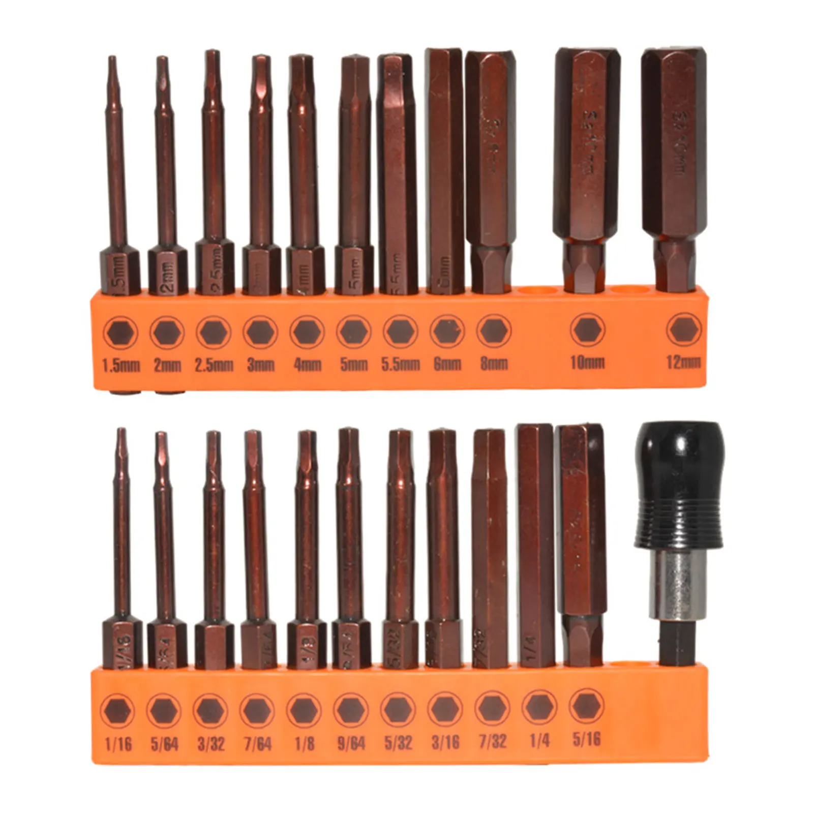 23pcs Hex Head Wrench Drill Bit Set Durable Screwdriver Red Coated Compact Magnetic 60mm Long Metric SAE S2 Steel Portable
23pcs Hex Head Wrench Drill Bit Set Durable Screwdriver Red Coated Compact Magnetic 60mm Long Metric SAE S2 Steel Portable