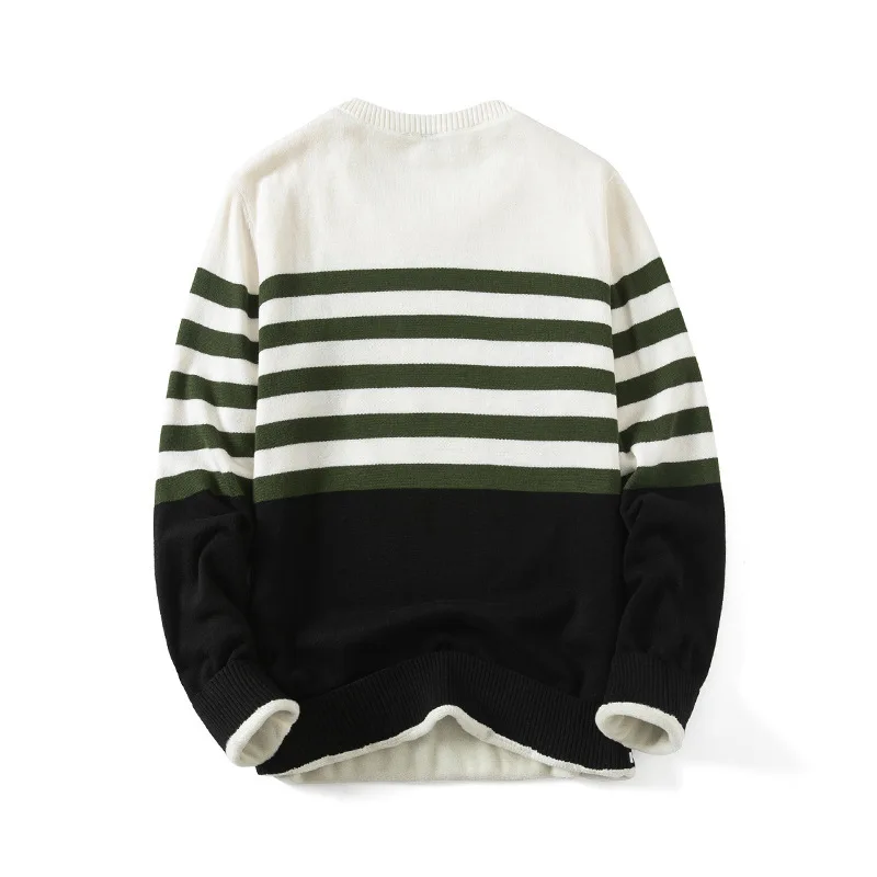 2021 New White Long Sleeve Round Neck Casual Brand Pullover Winter Cotton Stripe Color Matching Plush Thick Sweater Men Fashion
2021 New White Long Sleeve Round Neck Casual Brand Pullover Winter Cotton Stripe Color Matching Plush Thick Sweater Men Fashion