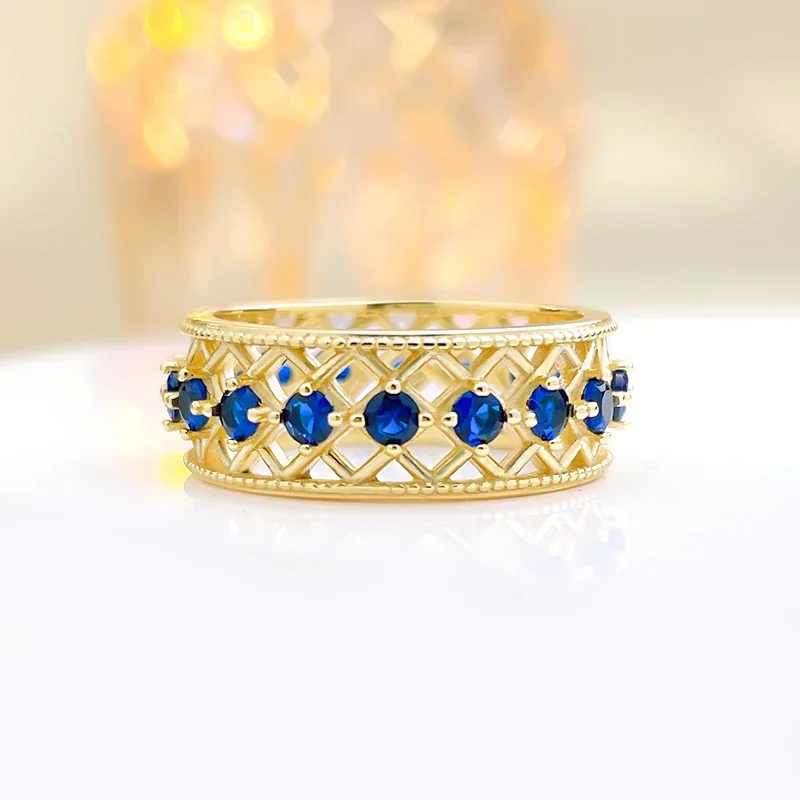 Fashionable and Luxury Royal Blue Treasure 925 Sterling Silver Plated Gold Diamond Ring Inlaid Wedding
Fashionable and Luxury Royal Blue Treasure 925 Sterling Silver Plated Gold Diamond Ring Inlaid Wedding
