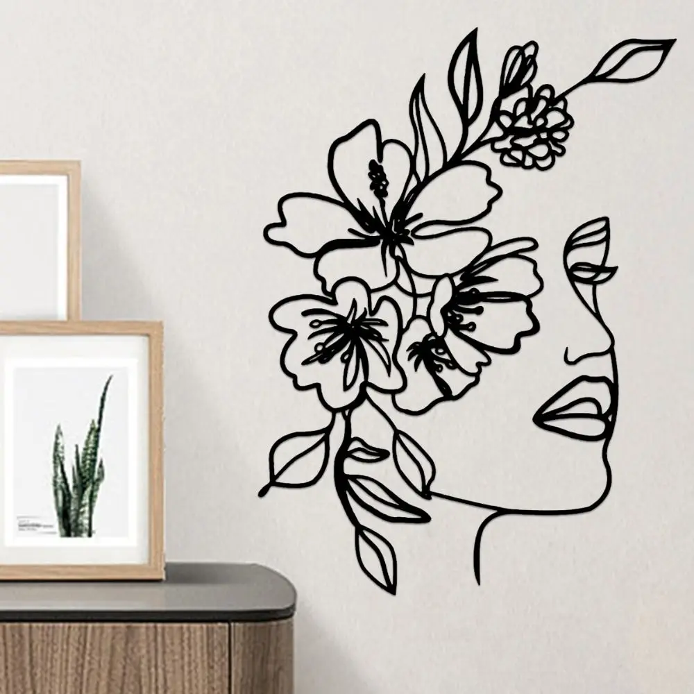 Elegant Female Face Sculpture Metal Wall Art Abstract Line Silhouette DIY Wall Crafts Ornaments Sofa Background Decor 
Elegant Female Face Sculpture Metal Wall Art Abstract Line Silhouette DIY Wall Crafts Ornaments Sofa Background Decor