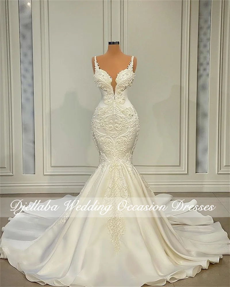 Elegant Spaghetti Straps Sweetheart Mermaid Wedding Dresses Luxury 2023 Ruffles Pearls Lace Bride Dress Vestidos De Novia
Elegant Spaghetti Straps Sweetheart Mermaid Wedding Dresses Luxury 2023 Ruffles Pearls Lace Bride Dress Vestidos De Novia