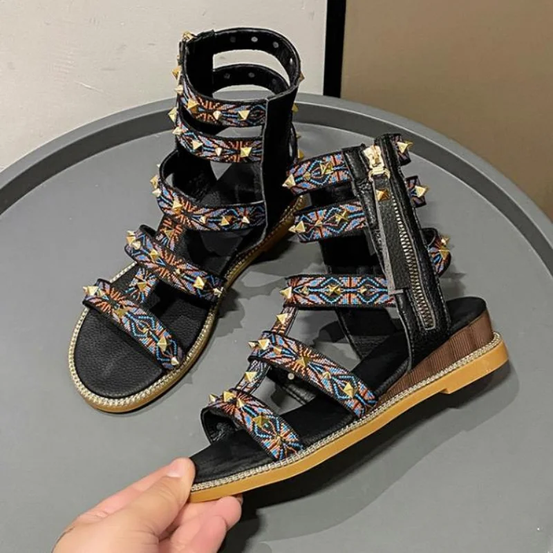 Rome Comfort Ladies Casual Cage Ankle Boots Summer Gothic Style Shoes Female Gladiator Platform Rivet Casual Sandals 
Rome Comfort Ladies Casual Cage Ankle Boots Summer Gothic Style Shoes Female Gladiator Platform Rivet Casual Sandals