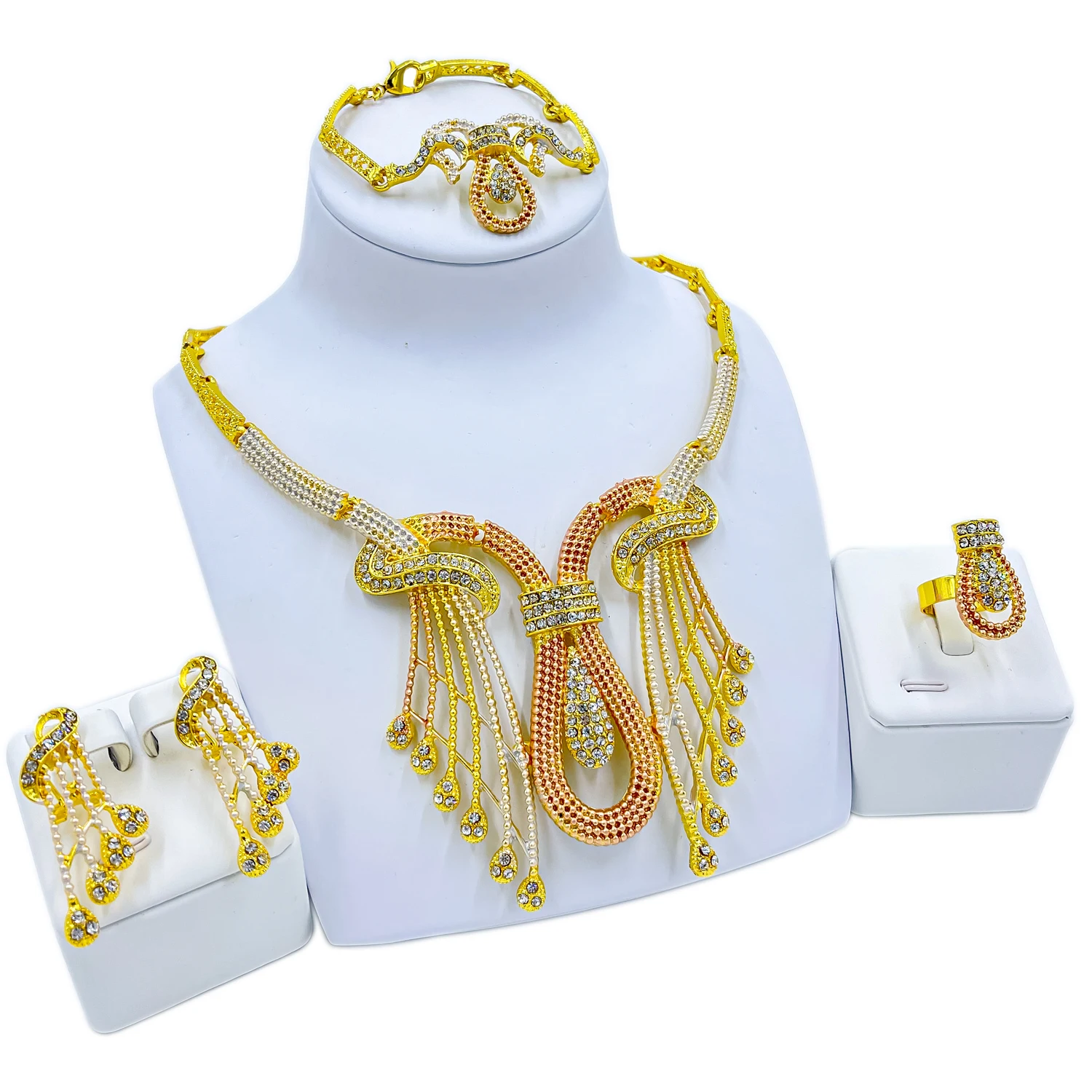 African Crystal Jewelry Necklace Bracelet Dubai Charm Women Wedding Fashion Jewelry Sets Party Earrings Ring Accessories
African Crystal Jewelry Necklace Bracelet Dubai Charm Women Wedding Fashion Jewelry Sets Party Earrings Ring Accessories