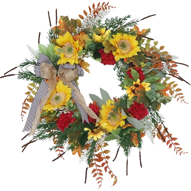 Fall Wreath For Front Door With Sunflowers, Carnations, Leaf, Harvest Door Wreath For Autumn Or Thanksgiving Decoration
Fall Wreath For Front Door With Sunflowers, Carnations, Leaf, Harvest Door Wreath For Autumn Or Thanksgiving Decoration