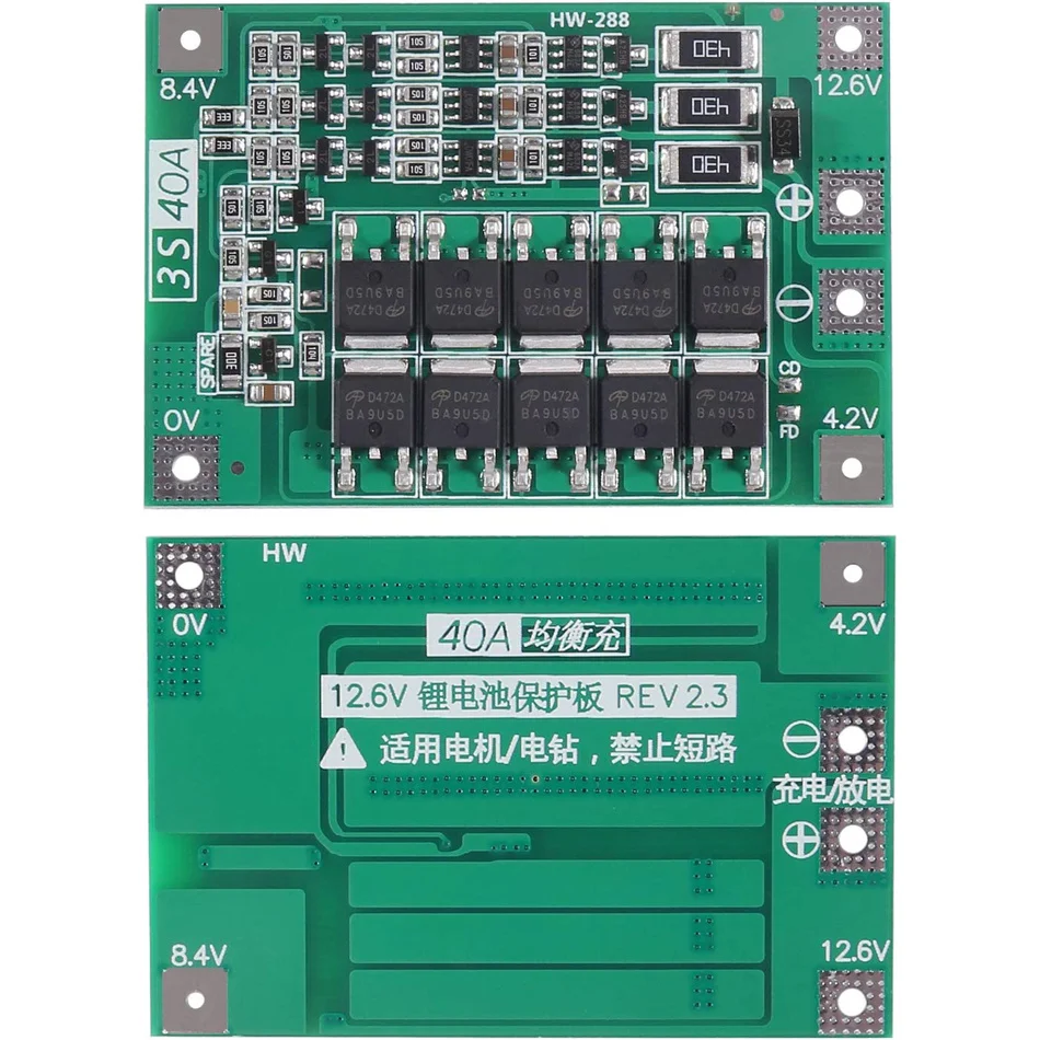 3S 11.1V 12V 12.6V 40A 18650 Charger PCB BMS Protection Board Li-ion Lithium Battery Charger for Drill Motor with Balance
3S 11.1V 12V 12.6V 40A 18650 Charger PCB BMS Protection Board Li-ion Lithium Battery Charger for Drill Motor with Balance