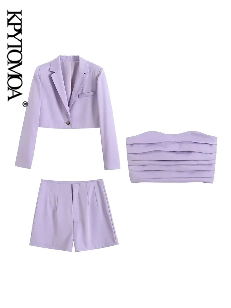 KPYTOMOA Women Fashion Front Button Cropped Blazer Coat And Draped Bustier And High Waist Shorts Female 3Pc Sets Mujer
KPYTOMOA Women Fashion Front Button Cropped Blazer Coat And Draped Bustier And High Waist Shorts Female 3Pc Sets Mujer