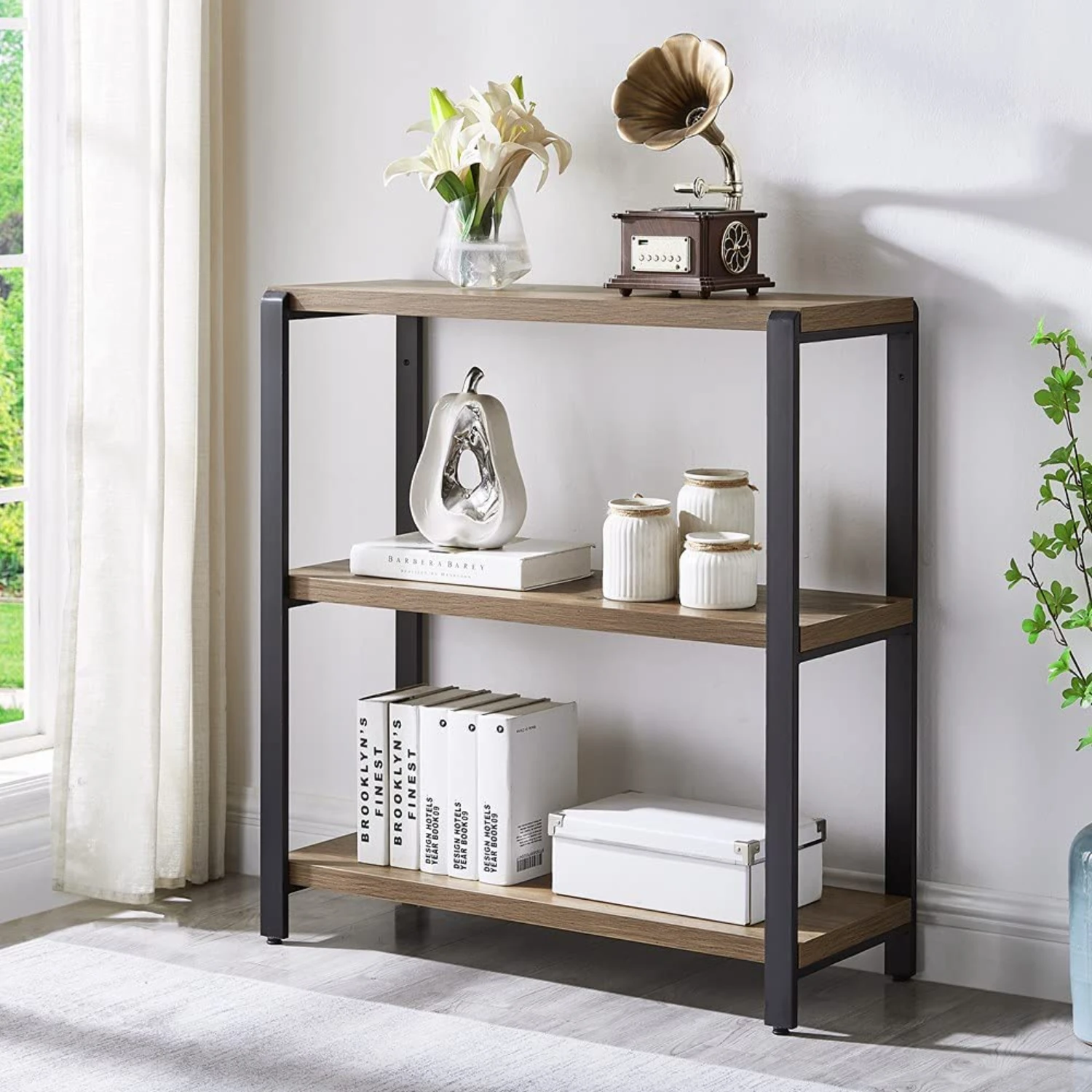 3 Tier Bookshelf, Industrial Bookcase and Book Shelves for Bedroom, Rustic Wood and Metal Shelving Unit for Office, Oak
3 Tier Bookshelf, Industrial Bookcase and Book Shelves for Bedroom, Rustic Wood and Metal Shelving Unit for Office, Oak