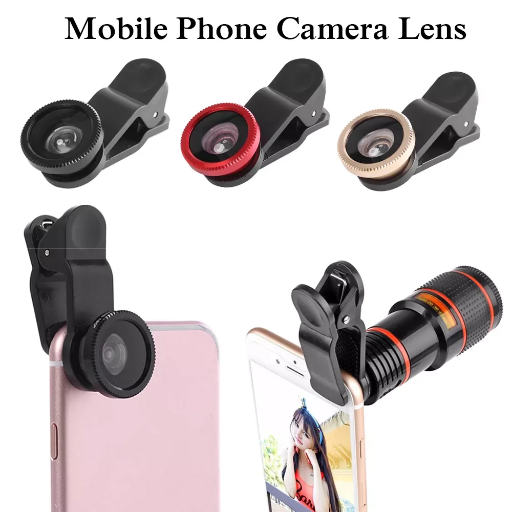 Universal Professional Mobile Phone Camera Lens Kits Wide Angle Macro Fisheye Lenses with Clip for for iPhone Samsung Xiaomi
Universal Professional Mobile Phone Camera Lens Kits Wide Angle Macro Fisheye Lenses with Clip for for iPhone Samsung Xiaomi