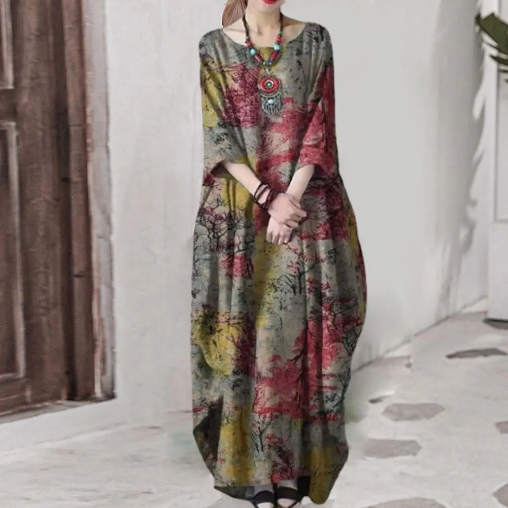Women O-neck 3/4 Sleeve Maxi Dress Retro Printing Loose Fit Oversized Ankle Length Long Dress Streetwear
Women O-neck 3/4 Sleeve Maxi Dress Retro Printing Loose Fit Oversized Ankle Length Long Dress Streetwear
