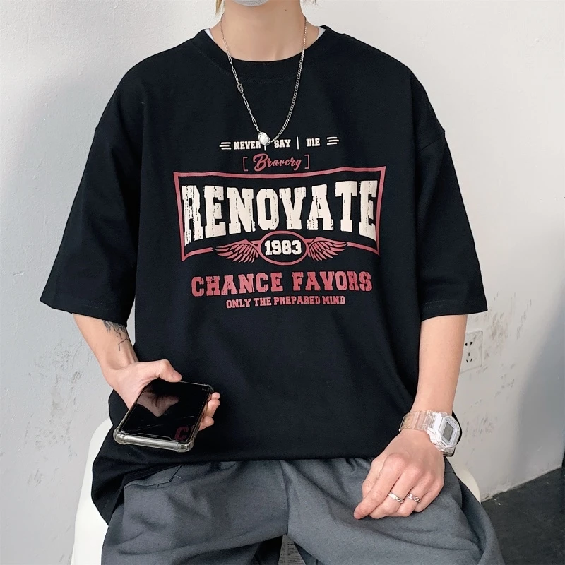 2022 Summer Short Sleeves Harajuku Korea Fashion Black White Print T-Shirt Streetwear Hip Hop For Men'S Top Tees Tshirt Clothes
2022 Summer Short Sleeves Harajuku Korea Fashion Black White Print T-Shirt Streetwear Hip Hop For Men'S Top Tees Tshirt Clothes