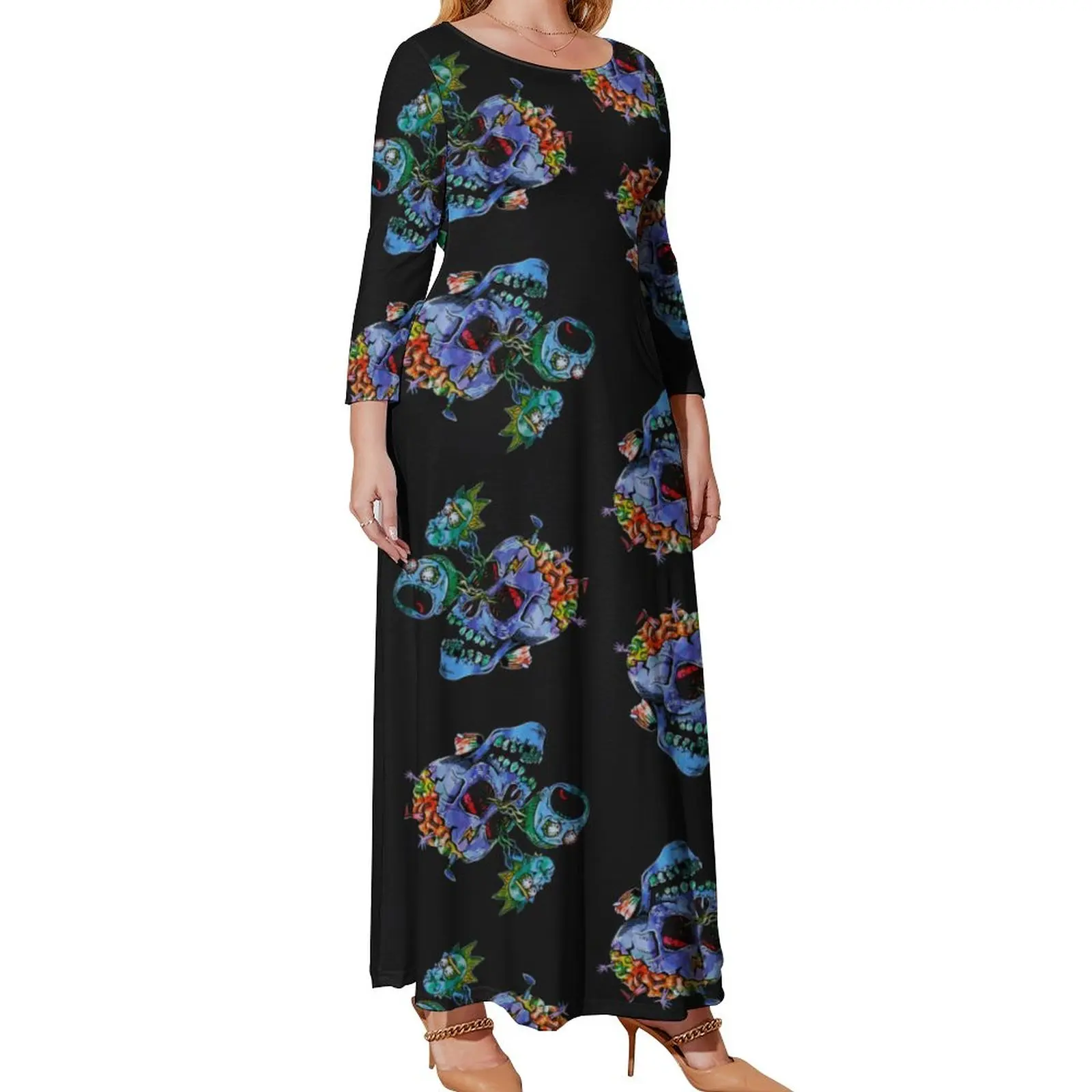 Colorful Skull Print Dress Long Sleeve Abstract Skulls Art Cute Maxi Dress Summer Street Fashion Printed Boho Beach Long Dresses
Colorful Skull Print Dress Long Sleeve Abstract Skulls Art Cute Maxi Dress Summer Street Fashion Printed Boho Beach Long Dresses