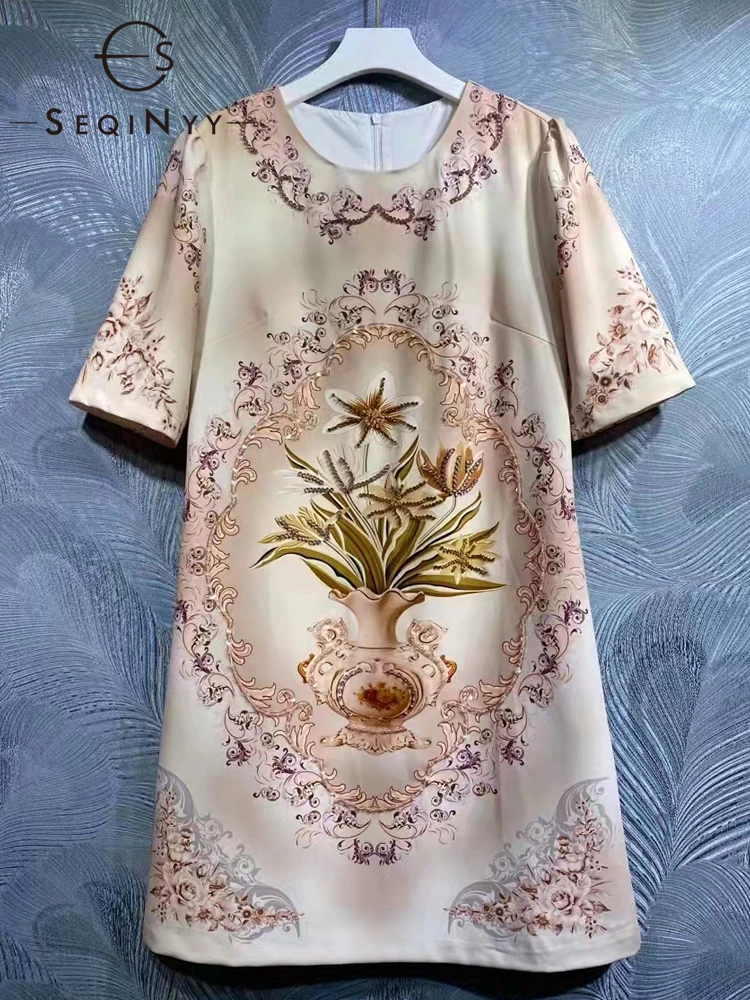 SEQINYY Vintage Mini Dress Summer Spring New Fashion Design Women Runway High Quality Beading Crystal Pink Flowers Print
SEQINYY Vintage Mini Dress Summer Spring New Fashion Design Women Runway High Quality Beading Crystal Pink Flowers Print