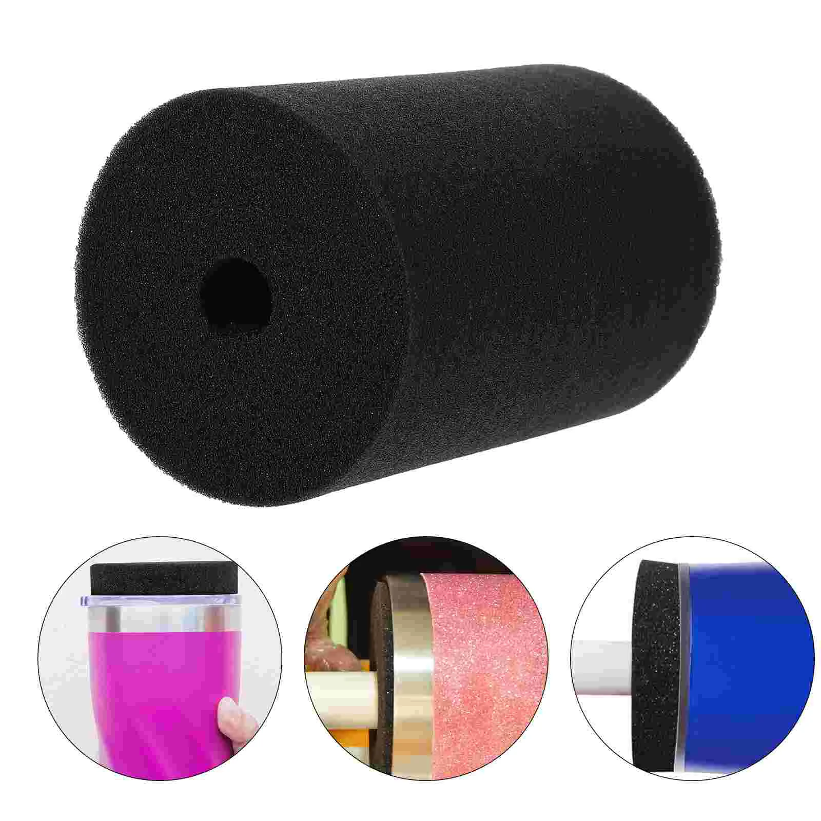 

4 Pcs Glitter Water Cylindrical Sponge Black Water Bottle Craft DIY Crafting Cups Supplies Glass 9X12CM Tumblers Black