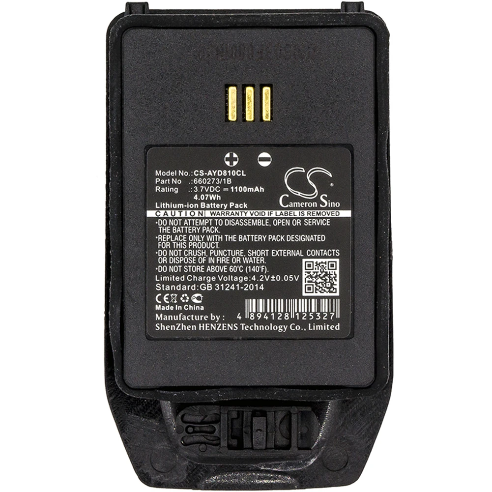 Cameron Sino 1100mA Battery for Ascom 660273,D61,D65,D81,DH5,DH5-AABAAA/2E 1220187,660273/1B
Cameron Sino 1100mA Battery for Ascom 660273,D61,D65,D81,DH5,DH5-AABAAA/2E 1220187,660273/1B