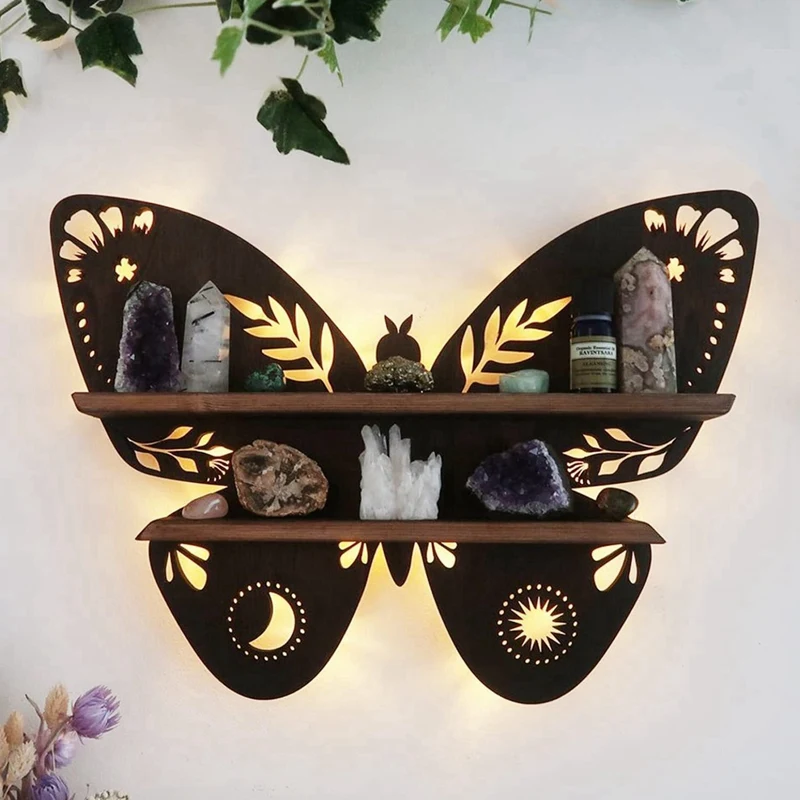 Wooden Shelf For Crystals With LED Lights Essential Oil Storage Rack Wall Display Decor Rack Home Shelf
Wooden Shelf For Crystals With LED Lights Essential Oil Storage Rack Wall Display Decor Rack Home Shelf