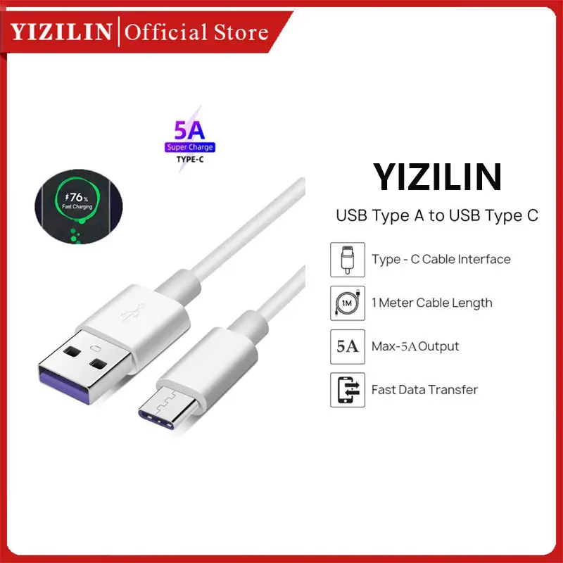 YIZILIN Cable Original 5A Type C Super Fast Charging Cables Transfer Data Line for HUAWEI P50 P40 P30 P20 Pro Mate 40 30 20 Pro
YIZILIN Cable Original 5A Type C Super Fast Charging Cables Transfer Data Line for HUAWEI P50 P40 P30 P20 Pro Mate 40 30 20 Pro