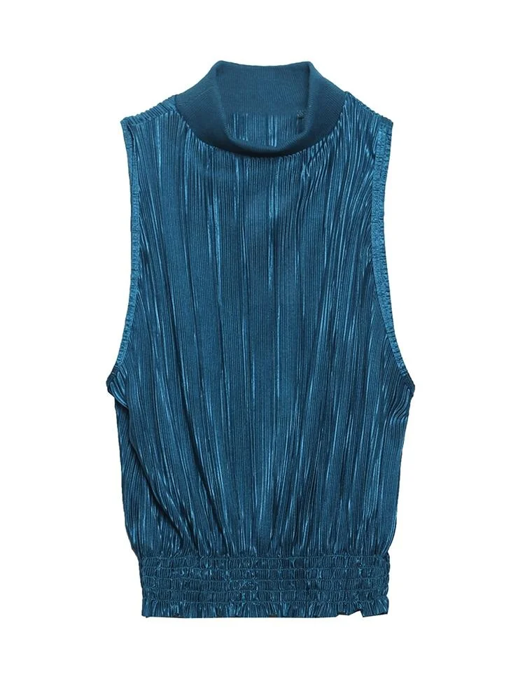 MESTTRAF Sexy Design 2022 Women Pleated Elastic Hem Tops Vintage High Neck Sleeveless Female Pullovers Chic Tops
MESTTRAF Sexy Design 2022 Women Pleated Elastic Hem Tops Vintage High Neck Sleeveless Female Pullovers Chic Tops