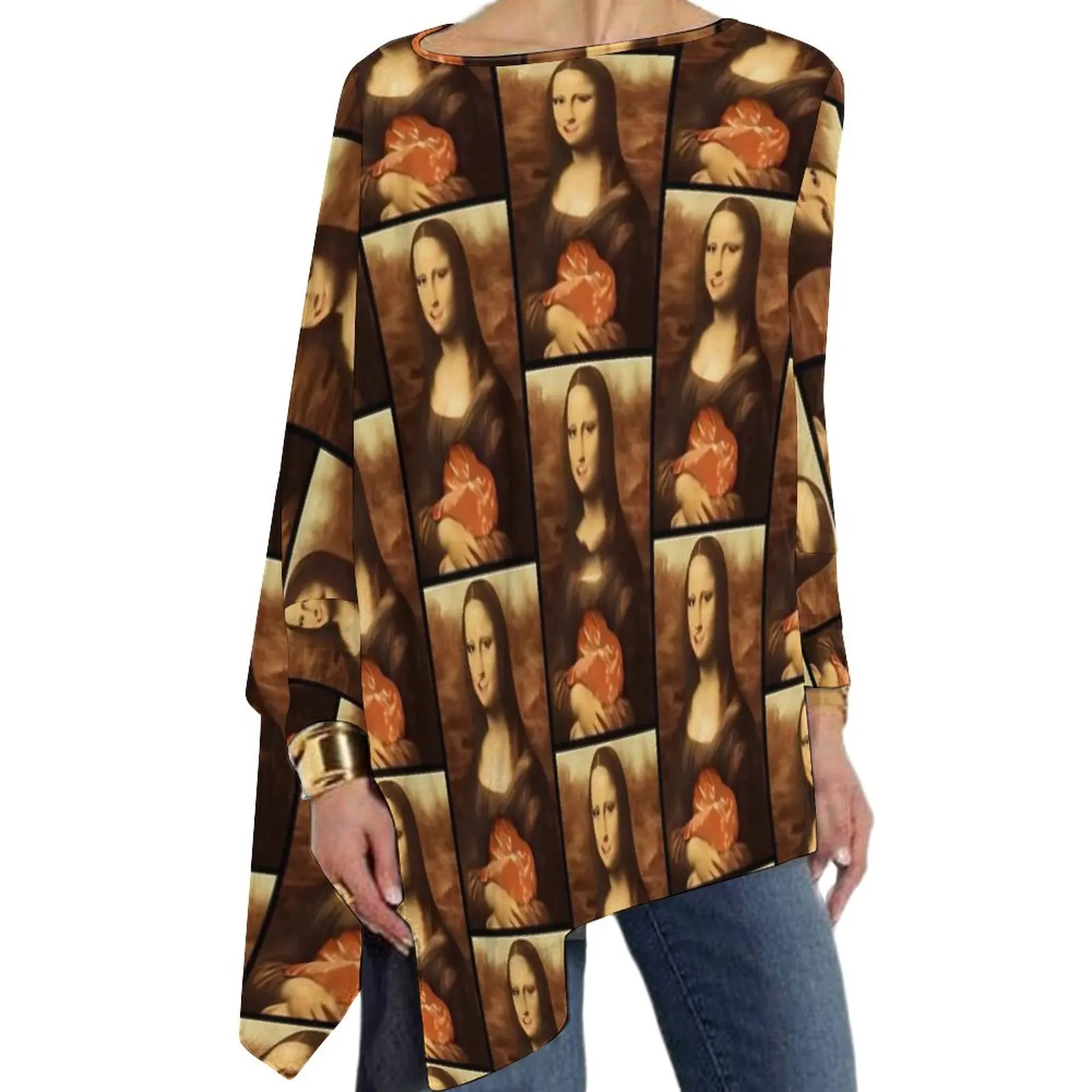

Mona Lisa Loves T Shirts Valentine Candy Trendy T-Shirt Ladies Long Sleeve O Neck Casual Tops Big Size Design Tees