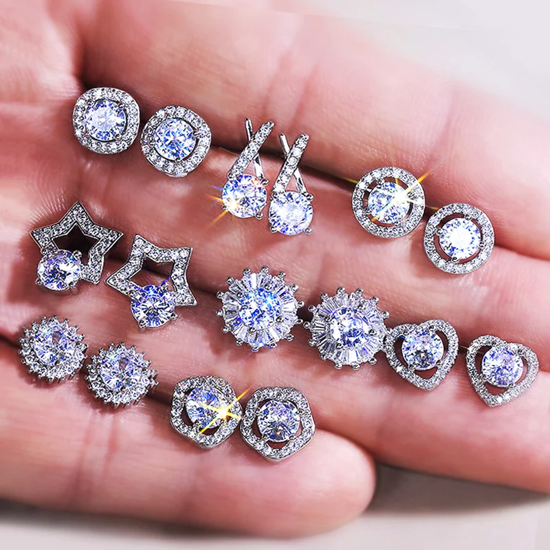 UILZ Trendy Female Crystal White Zircon Stud Earrings Cute Silver Color Geometric Earrings for Women Christmas Wedding Jewelry
UILZ Trendy Female Crystal White Zircon Stud Earrings Cute Silver Color Geometric Earrings for Women Christmas Wedding Jewelry