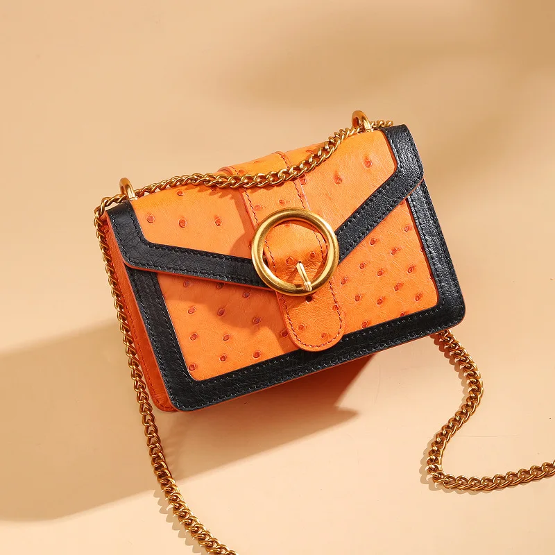 2022 New Luxury Ostrich Leather Lady's Bag Genuine Leather Chain Bag Contrast Color Small Square Bag Shoulder Messenger Bag 45
2022 New Luxury Ostrich Leather Lady's Bag Genuine Leather Chain Bag Contrast Color Small Square Bag Shoulder Messenger Bag 45