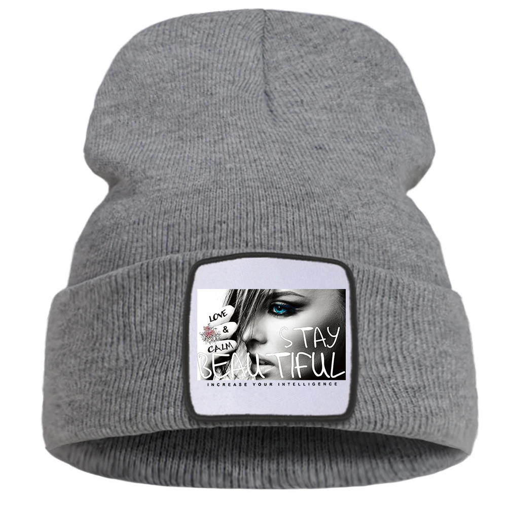 Winter Hat Stay Beautiful Knitted Beanie Cap For Men Punk Streetwear Warm Women'S Brand Hats Balaclava
Winter Hat Stay Beautiful Knitted Beanie Cap For Men Punk Streetwear Warm Women'S Brand Hats Balaclava