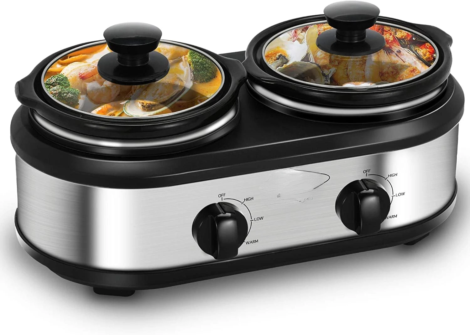 Dual Pot Slow Cooker, 2 Pot Small Mini Crock Buffet Server and Warmer, Double Pot Buffet Food Warmer Adjustable Temp Lid Rests S
Dual Pot Slow Cooker, 2 Pot Small Mini Crock Buffet Server and Warmer, Double Pot Buffet Food Warmer Adjustable Temp Lid Rests S