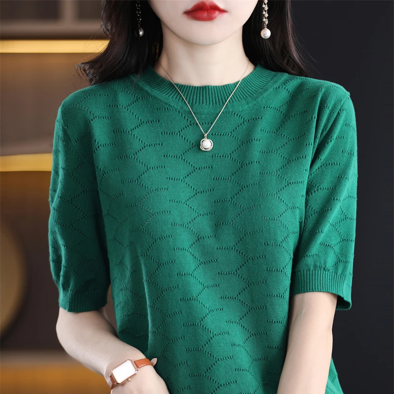 100% Pure Cotton Knitted Short Sleeve Vest Women's Summer New O-neck Hollowed Out Solid Color T-shirt Fashion Women's Short Top.
100% Pure Cotton Knitted Short Sleeve Vest Women's Summer New O-neck Hollowed Out Solid Color T-shirt Fashion Women's Short Top.