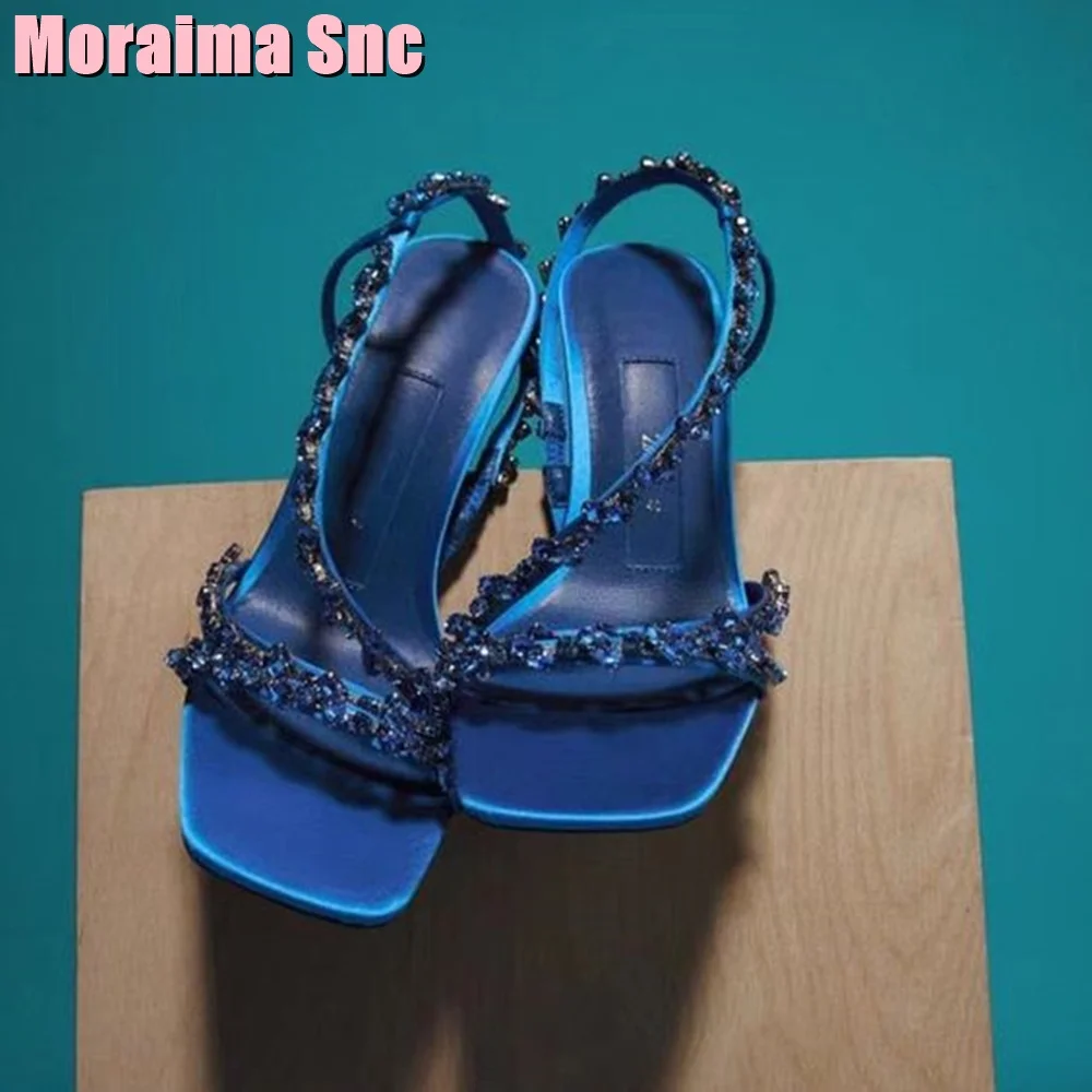 Square Toe Crystal Sexy Back Strap Sandals Stiletto High Heel Dark Blue Solid Elegant Women Shoes Fashion Summer Banquet Party
Square Toe Crystal Sexy Back Strap Sandals Stiletto High Heel Dark Blue Solid Elegant Women Shoes Fashion Summer Banquet Party