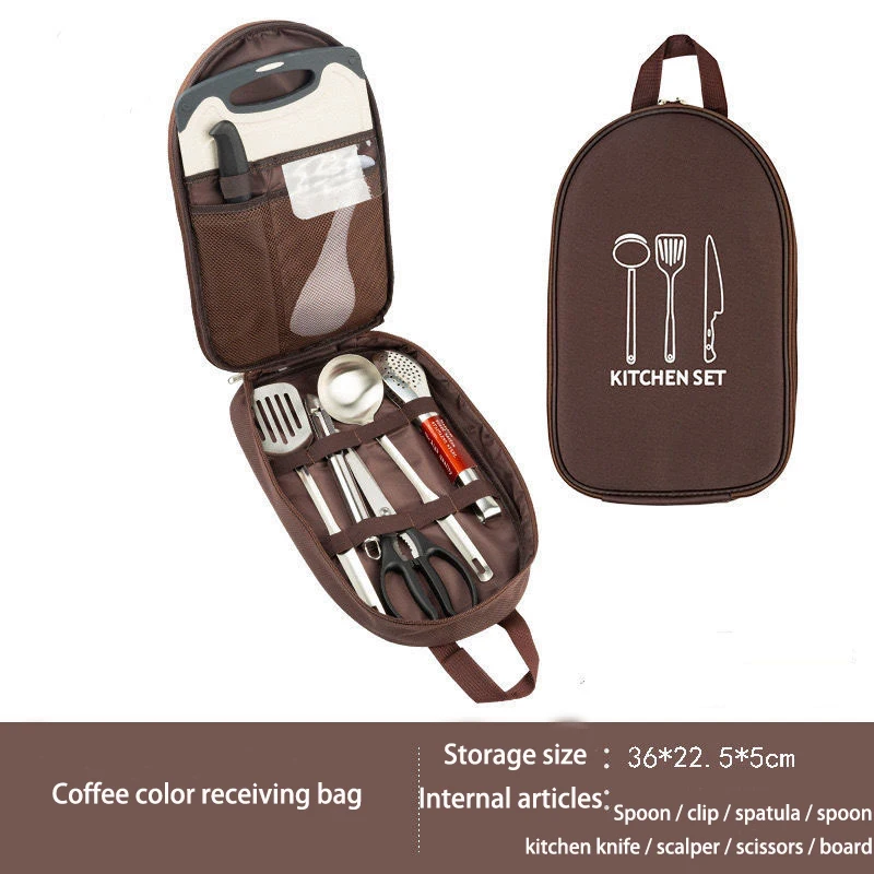 Outdoor camping, picnic kitchen set, barbecue, self-driving tour, portable, stainless steel scissors, handbag eight-piece,Outing
Outdoor camping, picnic kitchen set, barbecue, self-driving tour, portable, stainless steel scissors, handbag eight-piece,Outing