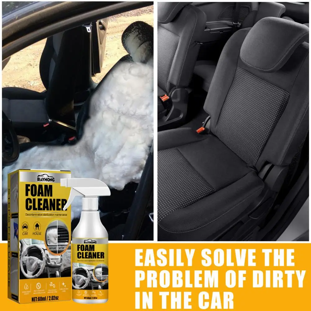 60ML Multifunctional Foam Cleaner Car Interior Decontamination Leather Seat Cleaner Leather Plastic Cleaning Supplies FOR CAR
60ML Multifunctional Foam Cleaner Car Interior Decontamination Leather Seat Cleaner Leather Plastic Cleaning Supplies FOR CAR