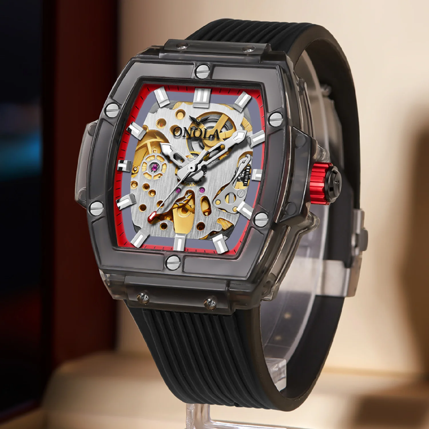 Luxury men's watch onola plastic transparent hollow full automatic mechanical watches men waterproof clock
Luxury men's watch onola plastic transparent hollow full automatic mechanical watches men waterproof clock