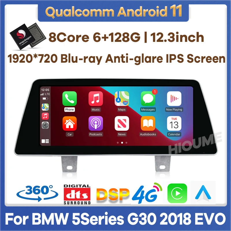 Автомобильный мультимедийный плеер, 12,3 дюйма, Android 11, Qualcomm 6 + 128G, GPS для BMW 5 Series G30 2018 EVO, автомобильное радио, стерео видео CarPlay DSP 4G
Автомобильный мультимедийный плеер, 12,3 дюйма, Android 11, Qualcomm 6 + 128G, GPS для BMW 5 Series G30 2018 EVO, автомобильное радио, стерео видео CarPlay DSP 4G