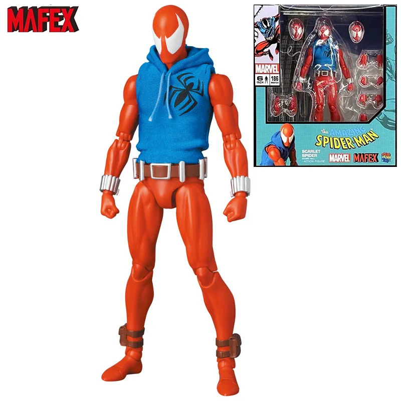 

100% Original MAFEX No.186 MAFEX SCARLET SPIDER COMIC Ver Spider man In Stock Anime Action Collection Figures Model Toys