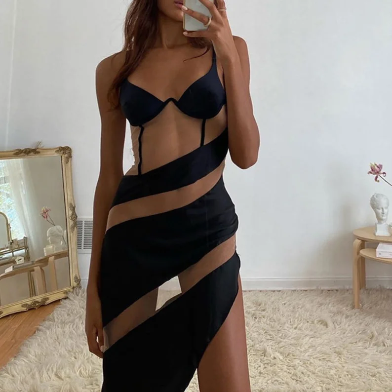 Summer Club Women Sexy Mesh Patchwork Y2K Bodycon Dress Sleeveless Hollow Out Split Fitness V-Neck Party Clubwear Vestido Black
Summer Club Women Sexy Mesh Patchwork Y2K Bodycon Dress Sleeveless Hollow Out Split Fitness V-Neck Party Clubwear Vestido Black