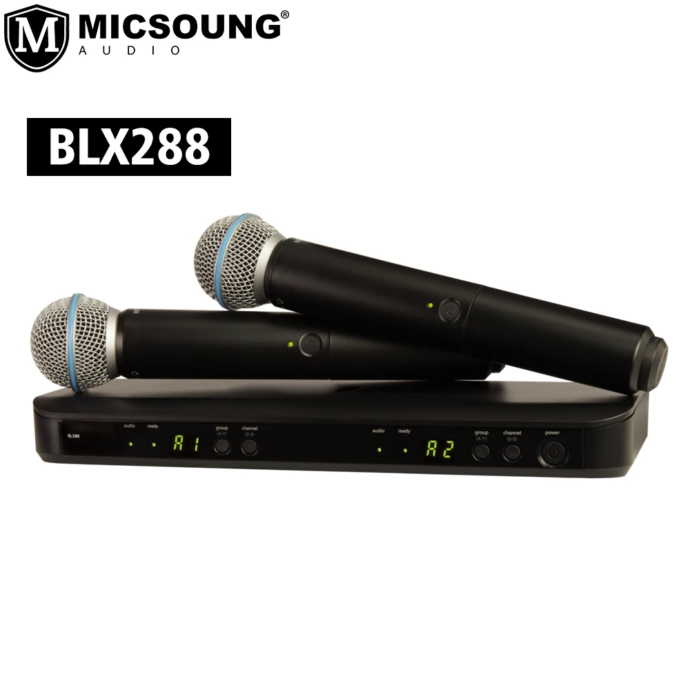 Профессиональный микрофон BLX288/PG58, беспроводная двойная вокальная динамическая микрофонная система с двумя ручными передатчиками
Профессиональный микрофон BLX288/PG58, беспроводная двойная вокальная динамическая микрофонная система с двумя ручными передатчиками