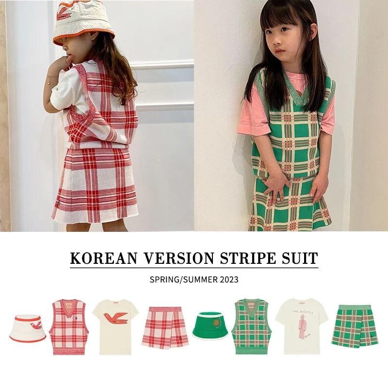 Jenny&Dave Children's Vest 2023 Spring/Summer Girls' Leisure Folding Knitted Checkered Short Sleeve Tank Top Half Skirt Summer D 
Jenny&Dave Children's Vest 2023 Spring/Summer Girls' Leisure Folding Knitted Checkered Short Sleeve Tank Top Half Skirt Summer D