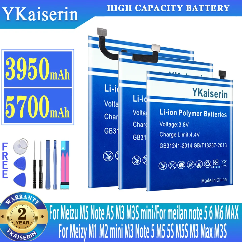 YKaiserin Battery For Meizu M5 Note A5 M3 M3S mini for Meizy M1 M2mini M3 Note 5 M5 5S M5S M3 Max M3S for meilan note 5 6 M6 MAX
YKaiserin Battery For Meizu M5 Note A5 M3 M3S mini for Meizy M1 M2mini M3 Note 5 M5 5S M5S M3 Max M3S for meilan note 5 6 M6 MAX