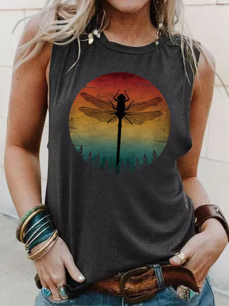 Women Vintage Graphic Racerback Tank Tops Summer Casual Loose O-Neck Tanks Vest Vacation Sleeveless Shirt Cute Dragonfly Sunset
Women Vintage Graphic Racerback Tank Tops Summer Casual Loose O-Neck Tanks Vest Vacation Sleeveless Shirt Cute Dragonfly Sunset