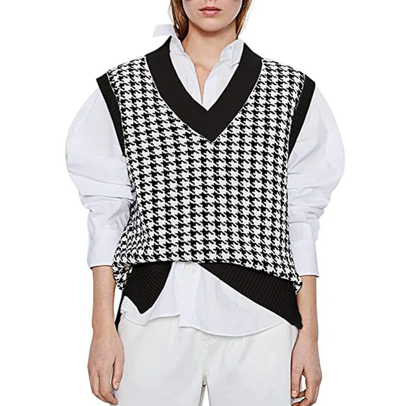 Spring New Women's Design Sense Niche Houndstooth Knitted Vest V-neck Casual Fashion Sleeveless Vest Pullover Sweater Women
Spring New Women's Design Sense Niche Houndstooth Knitted Vest V-neck Casual Fashion Sleeveless Vest Pullover Sweater Women