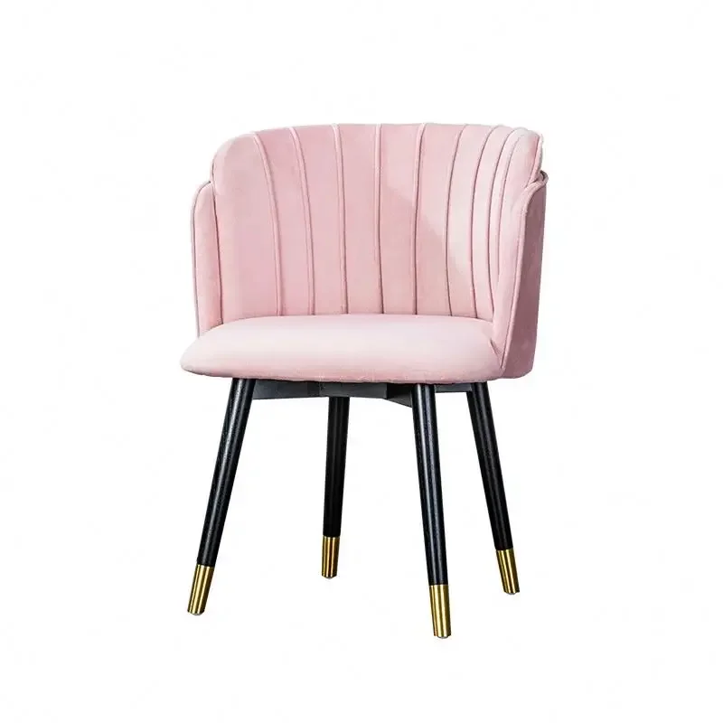 

Современный обеденный стул, розовое бархатное кресло с мягкой обивкой, стул для отелей