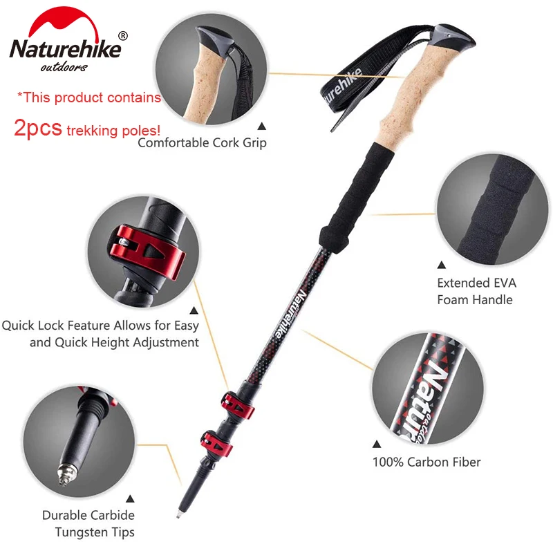 Naturehike 2023 Trekking Poles 2pcs Carbon Fiber Collapsible Telescopic Sticks Lightweight Walking Hiking Stick Climbing Stick
Naturehike 2023 Trekking Poles 2pcs Carbon Fiber Collapsible Telescopic Sticks Lightweight Walking Hiking Stick Climbing Stick