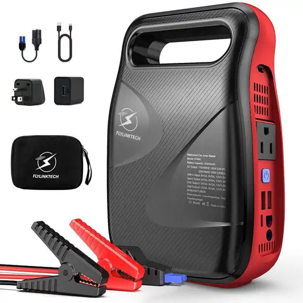 Portable Car Jump Starter 24000mAh 12V 2500A Battery Booster All Gas or 8.0L with 100W AC Outlet CF400
Portable Car Jump Starter 24000mAh 12V 2500A Battery Booster All Gas or 8.0L with 100W AC Outlet CF400