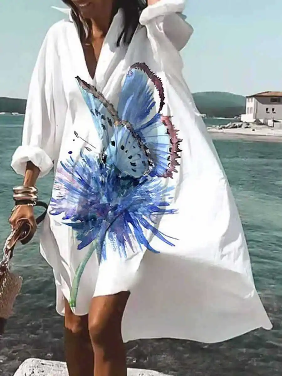 Beach shirt, 2023 new trendy beach skirt, loose and breathable comfortable top, 3D printed butterfly pattern clothing
Beach shirt, 2023 new trendy beach skirt, loose and breathable comfortable top, 3D printed butterfly pattern clothing